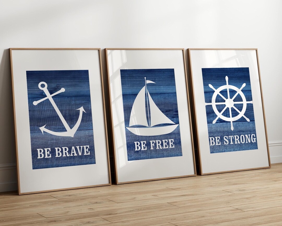 Rustic Nautical Nursery Nursery Wall Art Prints, Sailboat Anchor Decor ...