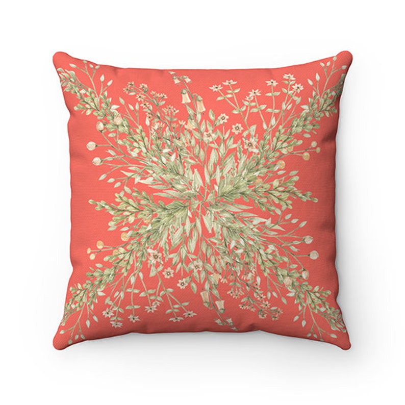 Floral Pillow Cover Coral Throw Pillow Couch Pillow Flower Etsy