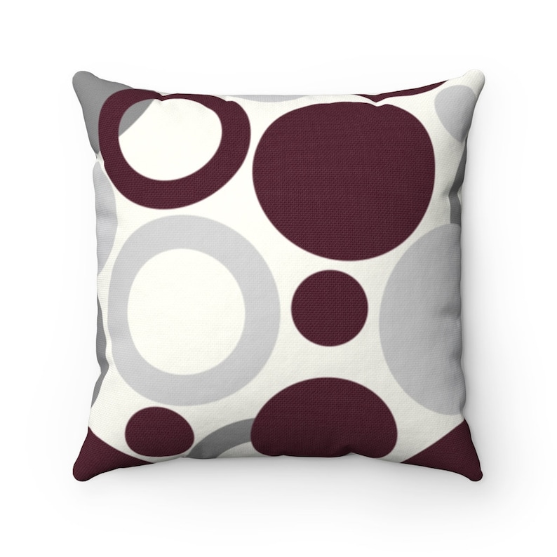 Geometric Pillow Maroon Gray and White Throw Pillow Cover - Etsy