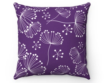 Purple Dandelion Pillow, Purple Flower Throw Pillow Cover, Accent Pillow, Purple Home Decor, Nursery Pillow, Dandelion Decor - PIL285