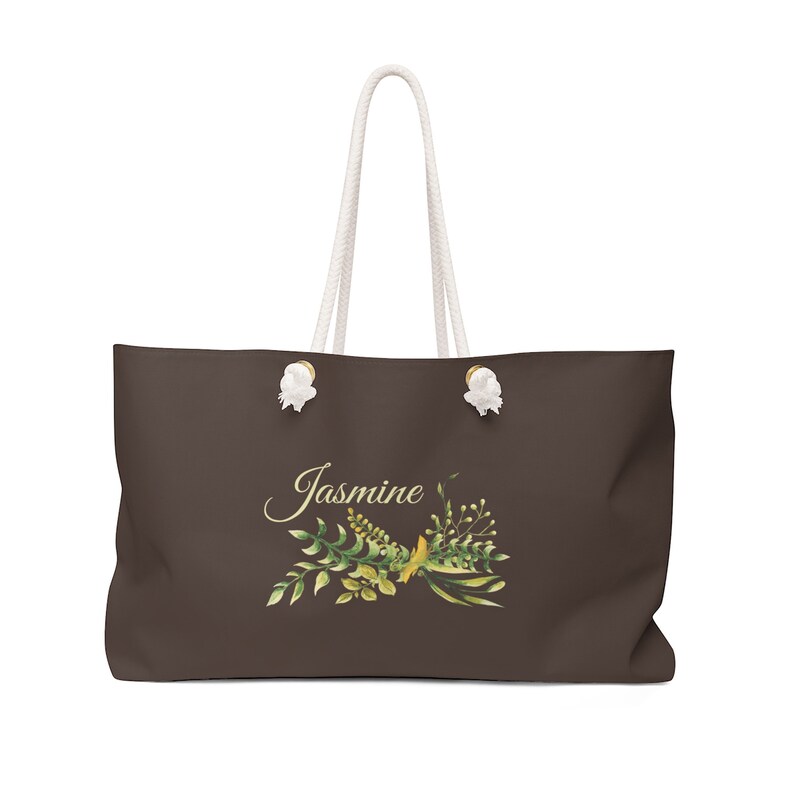Honeymoon Gift WKROPE9 Brown Weekend Bag Rope Handle Tote Personalized Tote Bridesmaid Gifts Oversized Weekend Tote Overnight Bag