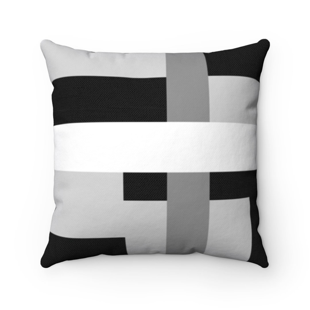 Black Gray Pillow Covers, Geometric Pillow Cover, Black and White Throw