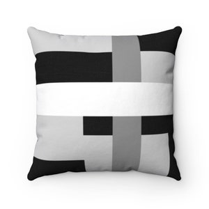 Black Gray Pillow Covers, Geometric Pillow Cover, Black and White Throw Pillow Cover, Accent Pillow, Black White Gray Bedding PIL225 image 1