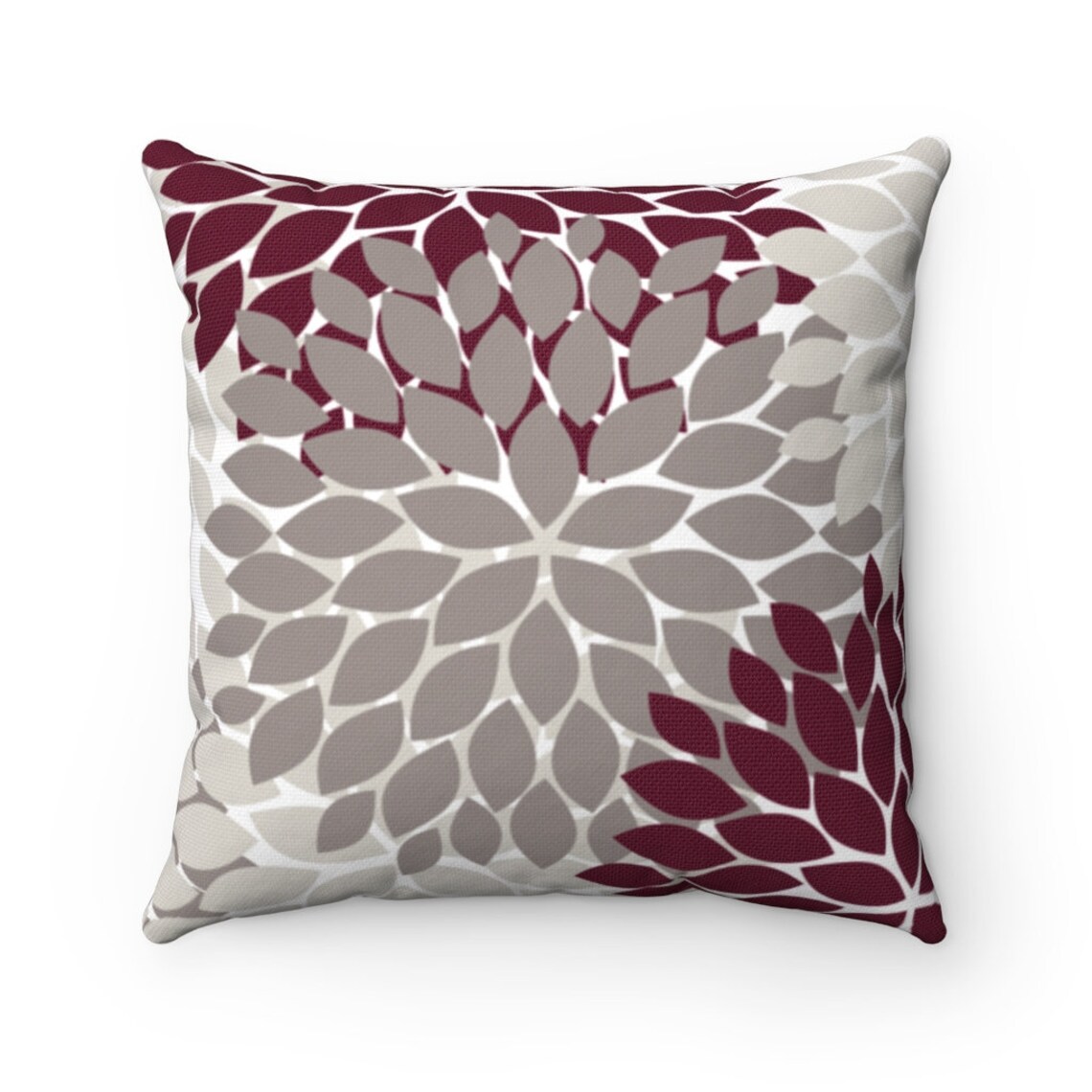 Throw Pillow Cover Maroon and Gray Flower Burst Pillow Cover - Etsy
