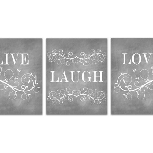 Home Decor Wall Art Live Laugh Love Art Gray Chalkboard Wall Etsy
