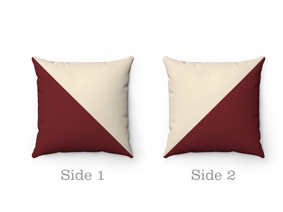 Red Tan Two Toned Throw Pillow and Pillow Covers Maroon Decor Minimalist Decor PIL339 Etsy