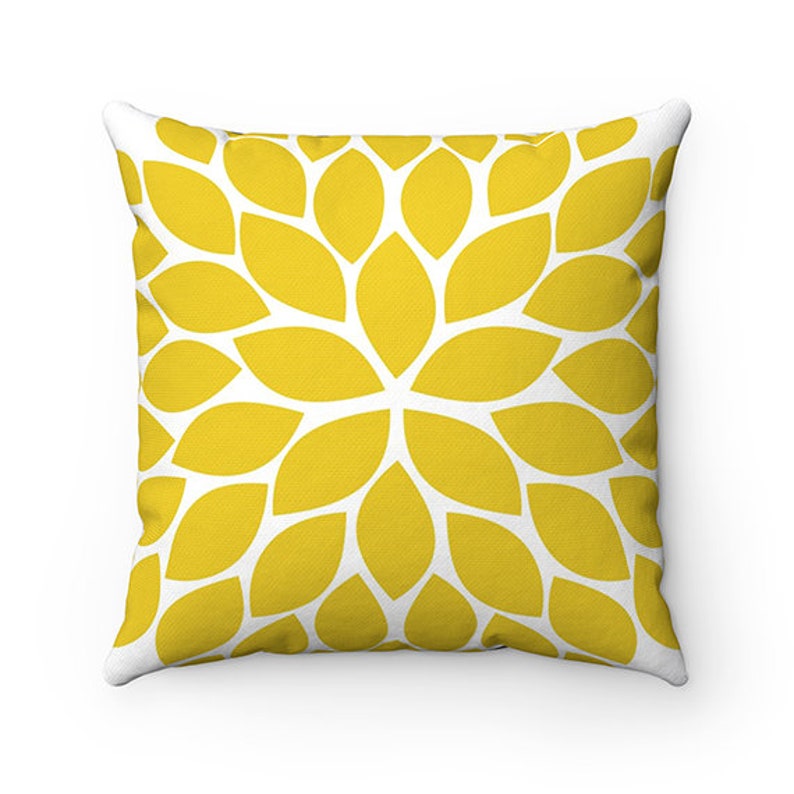 Yellow Gray Flower Pillow Cover Throw Pillow Modern Home Etsy