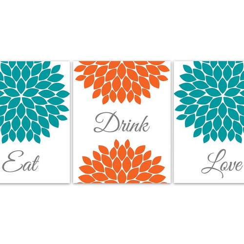 Kitchen Wall Art Eat Drink Love Prints or Canvas Kitchen - Etsy