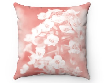 Coral Pillow Cover, Flower Pillows, Coral Accent Pillow, Coral Home Decor, Coral Bedroom Decor, Decorative Throw Pillow - EONS-PLW12