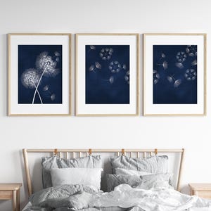 Blowing Dandelion Pictures, Dandelion Bathroom Wall Decor, Dandelion Bedroom Decor, Dandelion Nursery Wall Art, Blue Home Decor - HOME748
