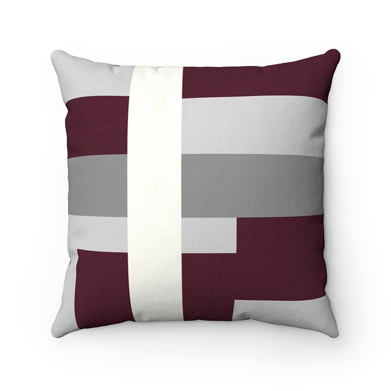 Burgundy and Gray Pillow Covers Geometric Pillow Cover Etsy