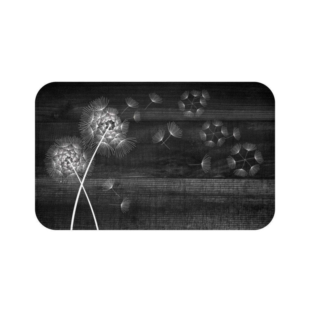 Rustic Kitchen Floor Mat Black Blowing Dandelion Floor Mat Etsy