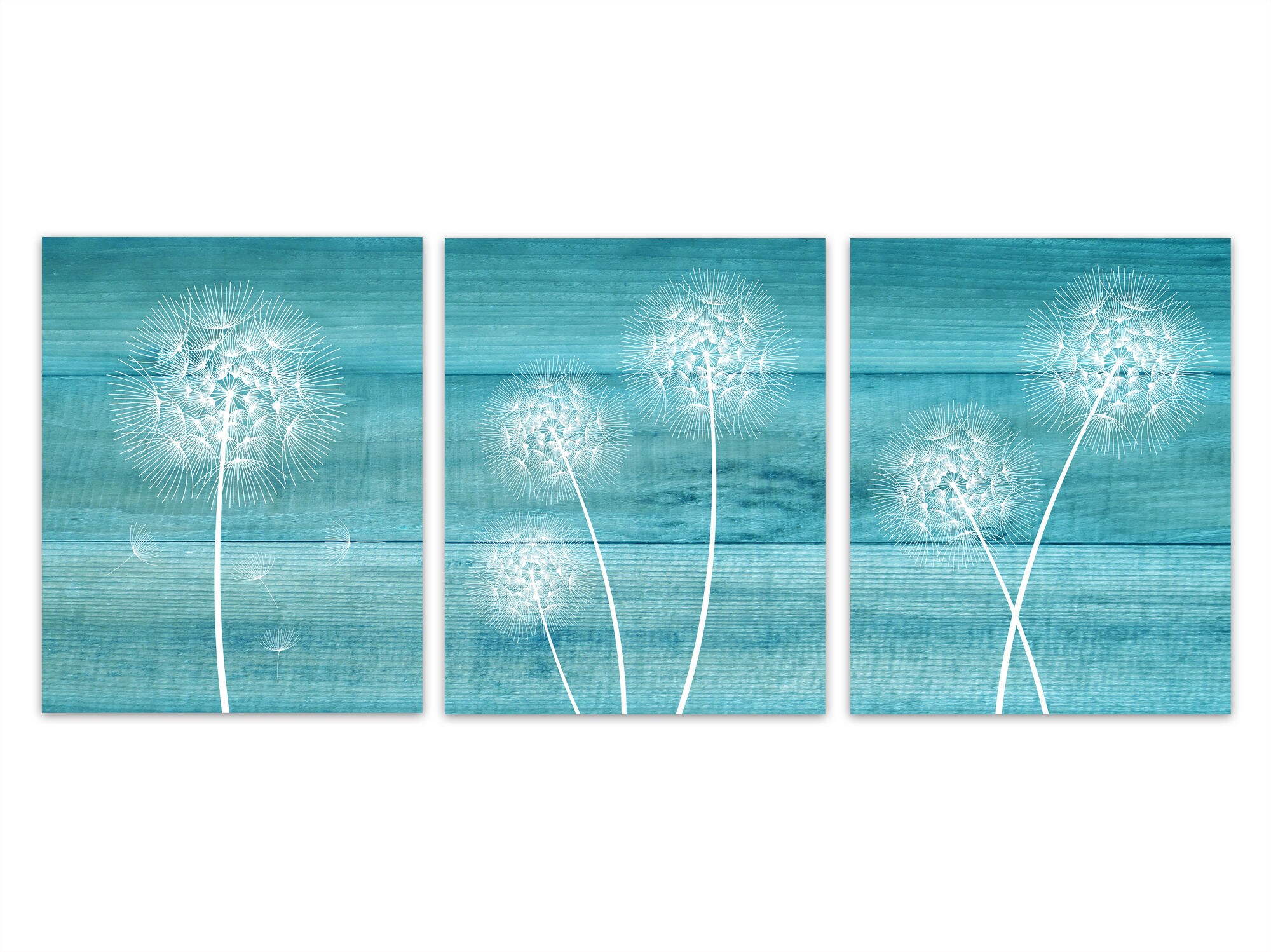 Dandelion Wall Art Turquoise Rustic Decor Home Canvas Or