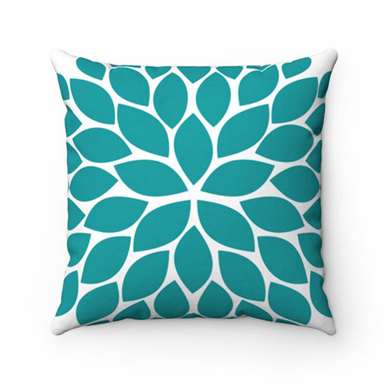 Orange and Teal Throw Pillow Cover Turquoise Pillow Orange Etsy