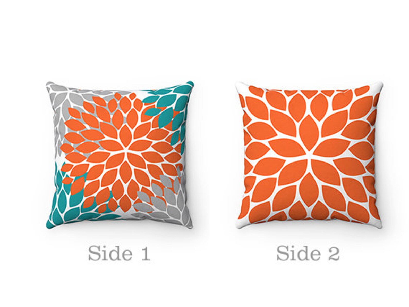 Orange and Teal Throw Pillow Cover Turquoise Pillow Orange Etsy