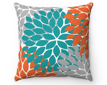 Orange and teal clearance cushions