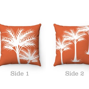 Orange Throw Pillow, Palm Tree Decorative Pillow Cover, Orange Tropical Decor, Beach House Decor Orange Accent Pillow PIL191 image 4