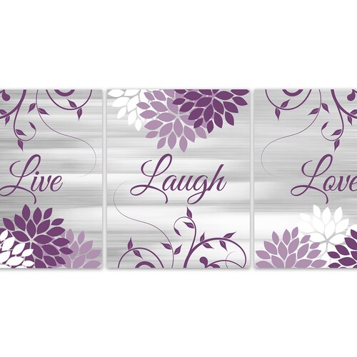 Silver and Purple Wall Decor Purple and Gray Flower Burst Etsy
