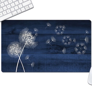Blowing Dandelion Desk Mat, Desk Accessory for Office and Home Office, Farmhouse Desk, Blue Office Decor - DMAT23
