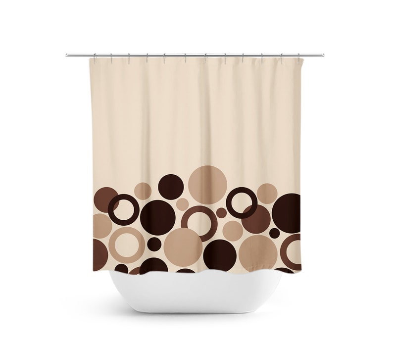 Brown & Beige Shower Curtain Geometric Bath Curtain Brown Etsy