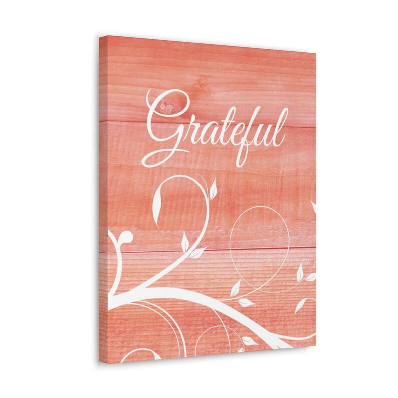 Grateful Thankful Blessed, Coral Home Decor Prints, Farmhouse Wall Art, Blessing Signs, Wedding Gift, Coral Kitchen CANVAS - HOME583 image 4