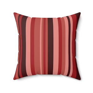 Red Striped Pillow Cover, Red and Brown Throw Pillow for Couch, Striped Throw Pillows for Bedroom, Red Accent Pillows - PIL384