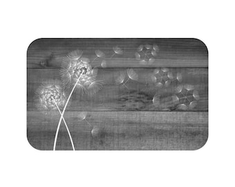 Blowing Dandelion Floor Mat, Memory Foam Bathroom Mat, Farmhouse Bathroom Floor Mat, Farmhouse Kitchen Floor Mat, Gray Mat - MAT12