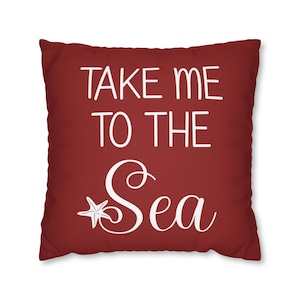 Red Decorative Throw Pillow for Beach Themed Home Decor, Cute Starfish Accent Pillow Covers Take Me to The Sea - PIL408