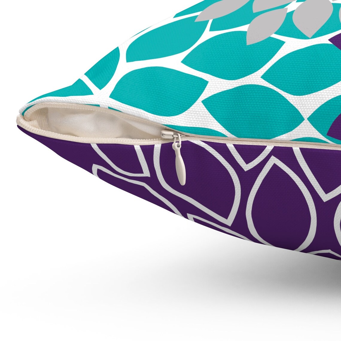 Throw Pillow Cover Purple Teal Gray Flower Burst Pillow Etsy