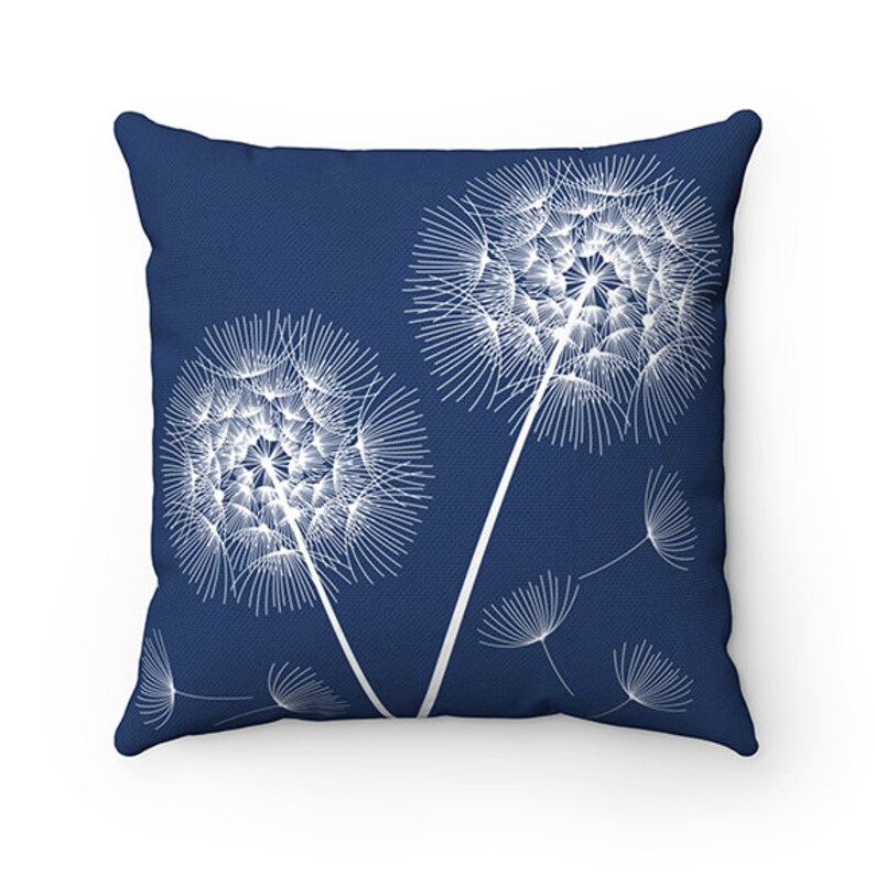 Blue Pillow Covers, Dandelion Throw Pillow, Accent Pillow, Tropical Decor, Blue Nursery Pillow, Dandelion Decor, Blue Home Decor PIL132 image 1