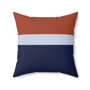 Navy Blue Orange Color Block Pillow, Geometric Throw Pillow for Boho Home Decor - PIL388