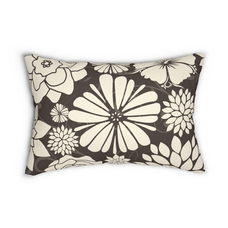 Brown Floral Lumbar Pillow Decorative Pillow Flower Burst Etsy.de