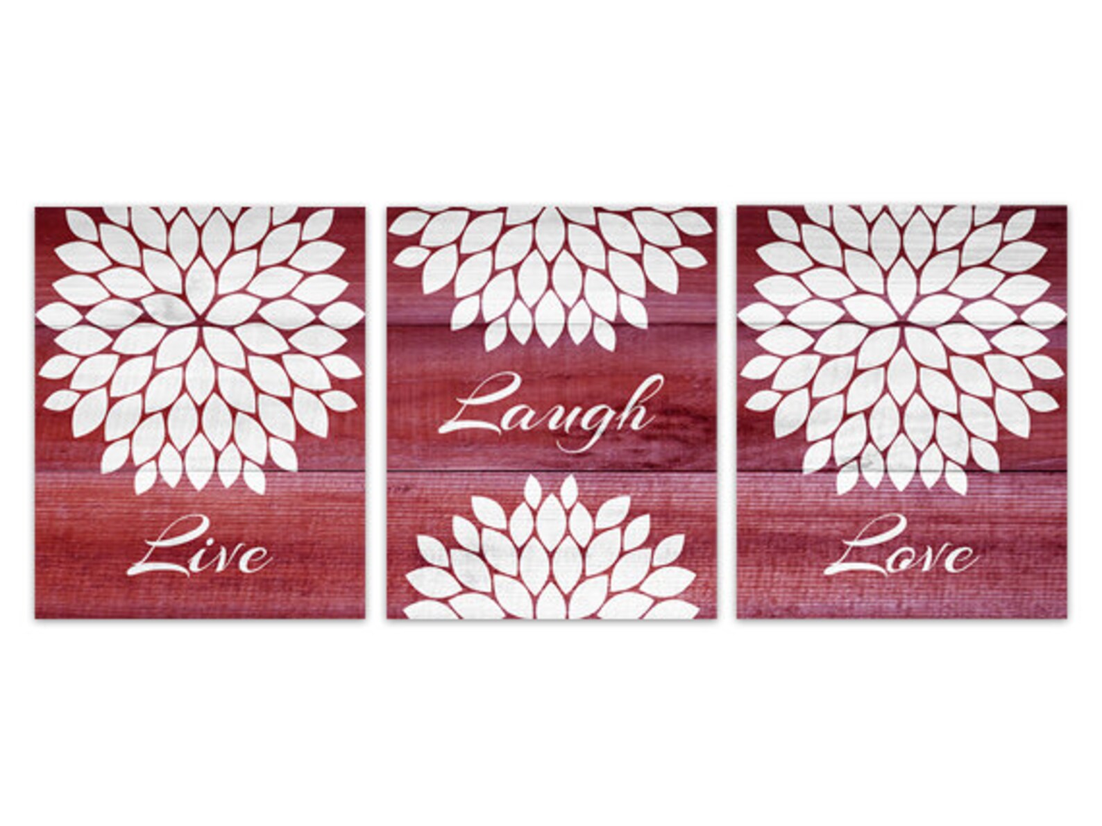 Burgundy and White Bedroom Wall Art Live Laugh Love CANVAS Etsy