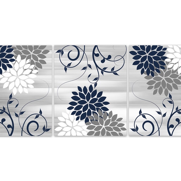 Navy Gray Wall Art Etsy