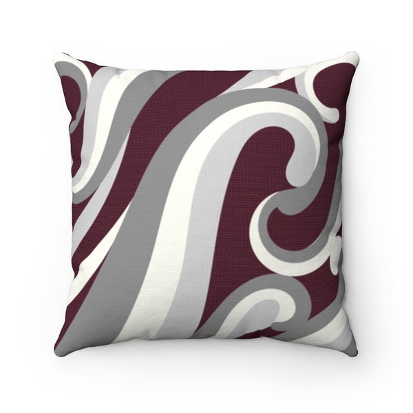 Swirl Pillow Cover, Burgundy and Gray Pillow, Throw Pillow Cover, Accent Pillow, Modern Home Decor, Maroon and Gray Bedroom - PIL293