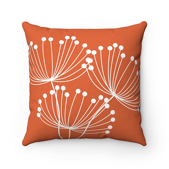 Orange Pillow Covers Dandelion Throw Pillow Cover Accent Etsy