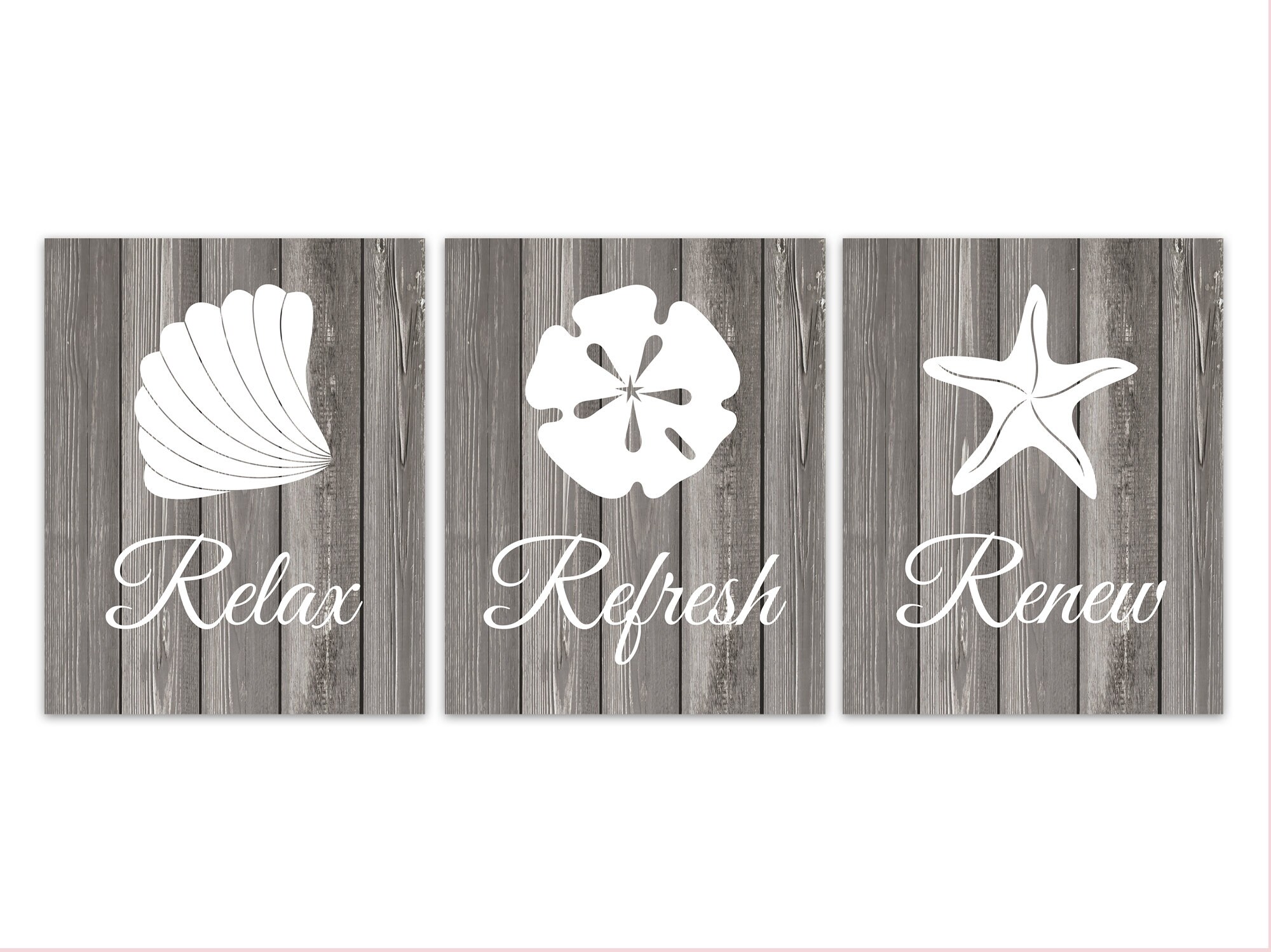 Rustic Home Decor BATH267 Relax Refresh Renew Scroll Wall Art Gray