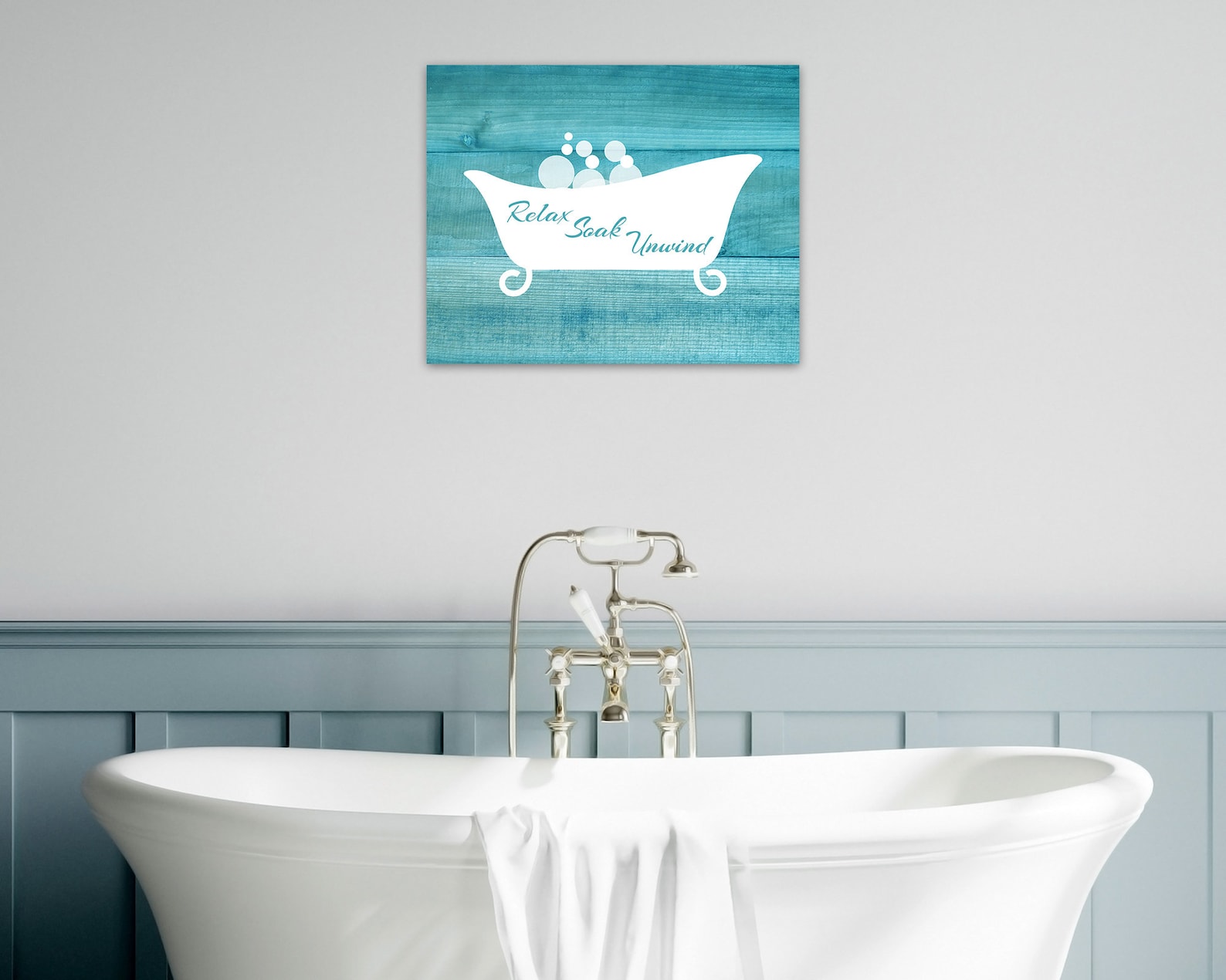 Bathroom Wall Art, Aqua Bathroom Decor, Turquoise and White Home Decor ...