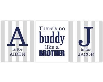 Brothers CANVAS Wall Art, Brothers Quote, Personalized Kids Wall Art, Kids Name Art, Twin Boys Wall Art, Boys Room Decor - KIDS180