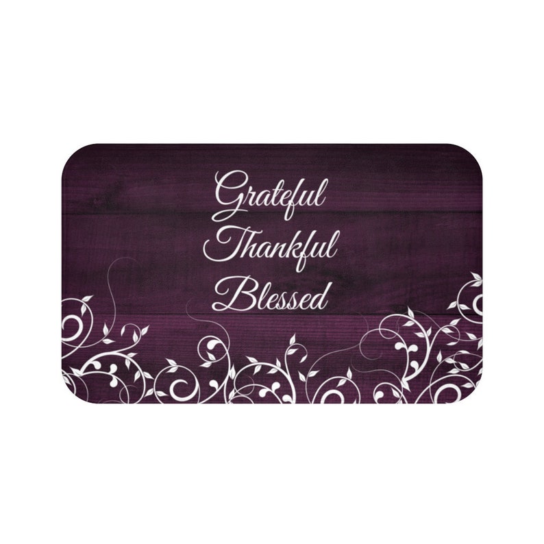 Grateful Thankful Blessed Purple Kitchen Floor Mat Memory Etsy