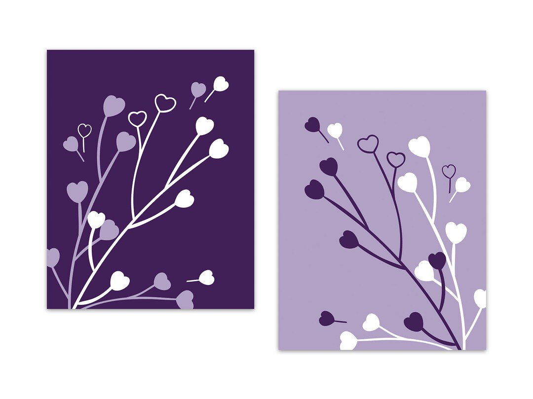 Purple Wall Decor for Bedroom Canvas Modern Botanical Floral Etsy