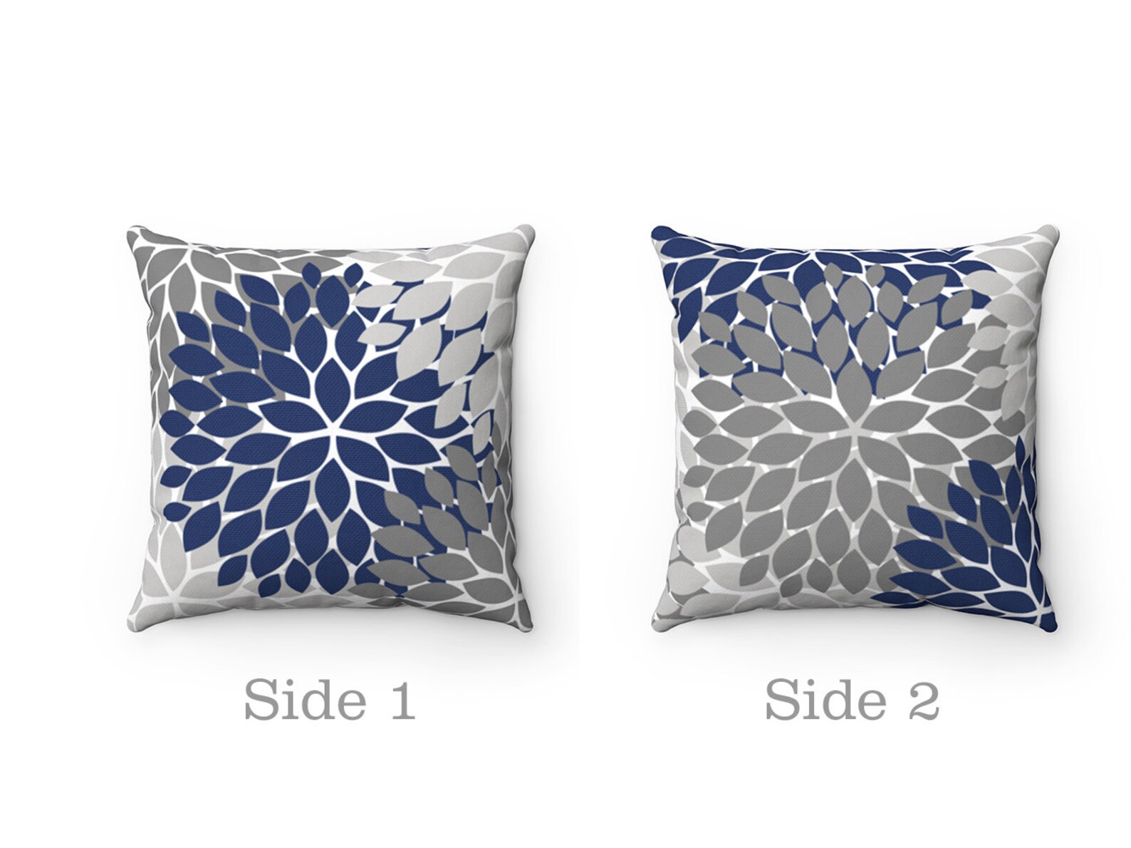 Blue and Gray Decorative Pillow Flower Burst Pillow Cover Etsy