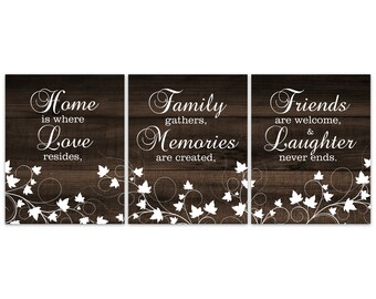 Home is Where Love Resides Signs, Rustic Home Decor CANVAS or PRINTS, Family Quote Art, Farmhouse Dcor, Dining Room Artwork - HOME430
