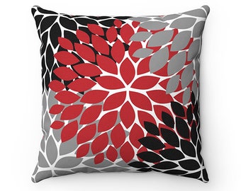 red black gray throw pillows