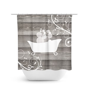 Farmhouse Shower Curtain, Farmhouse Bathroom Decor, Rustic Bathroom, Farmhouse Bath Curtain, Fabric Bathtub Curtain, Shower Decor - SHOWER34