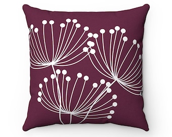 Purple Pillow Covers, Dandelion Throw Pillow Cover, Accent Pillow, Nursery Pillow, Dandelion Decor, Plum Home Decor - PIL165