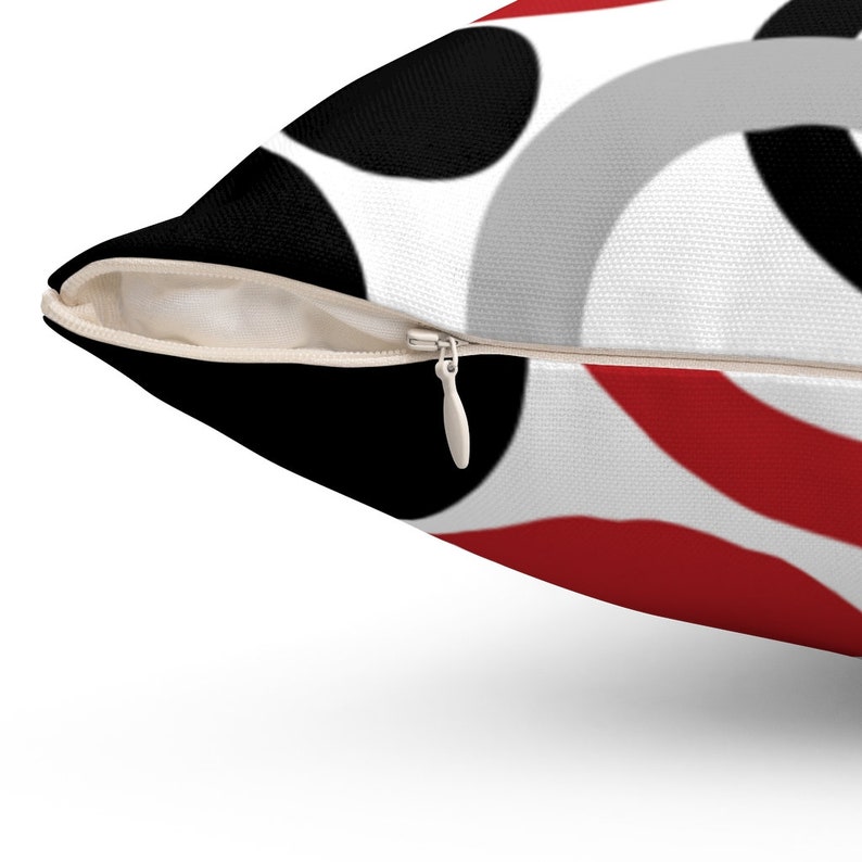 Red Black & Gray Throw Pillow Cover Geometric Circle Pillow Etsy