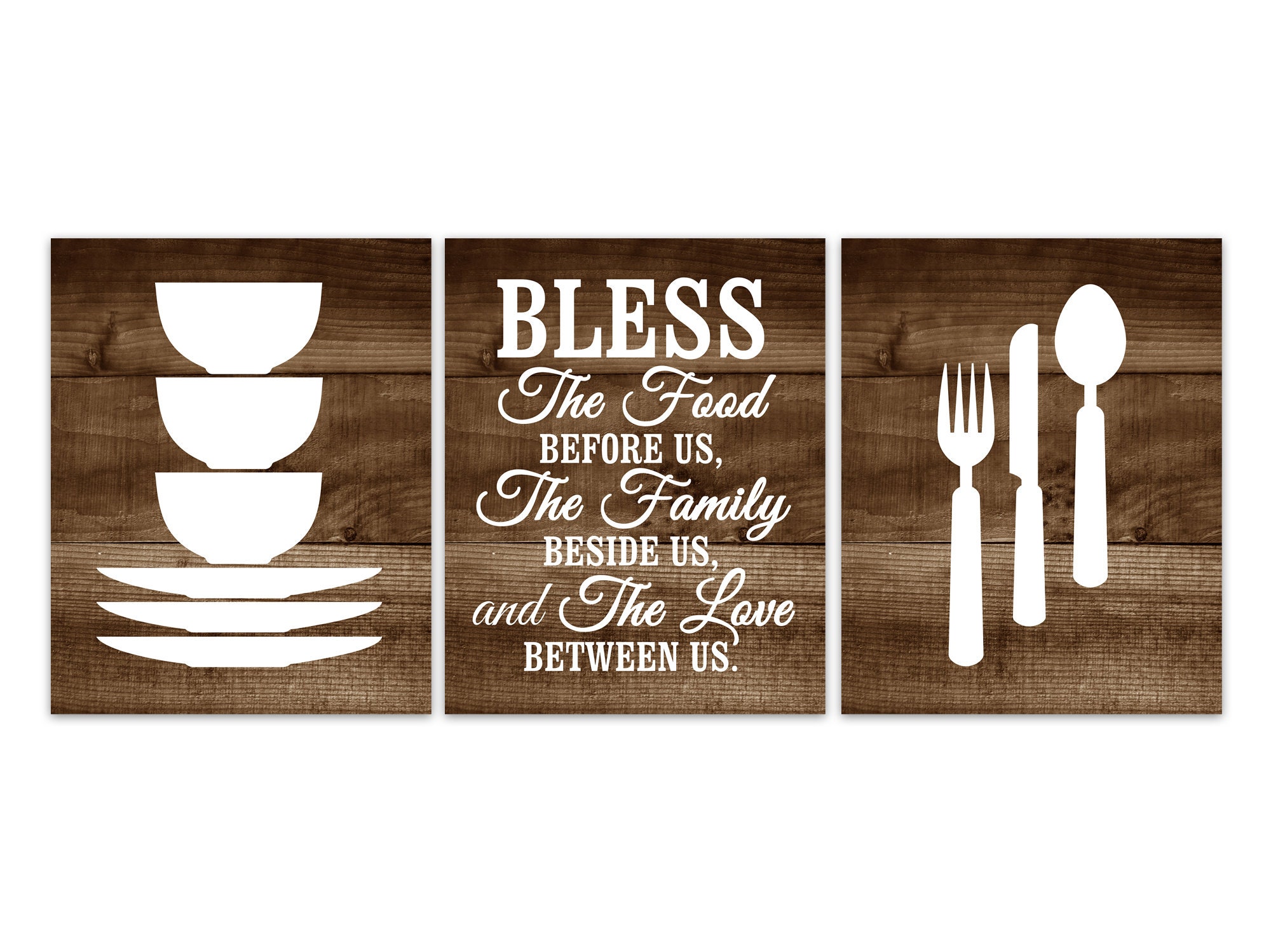 Bless The Food Before Us Rustic Kitchen Quote Wall Art Rustic Home