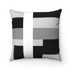 Black Gray Pillow Covers, Geometric Pillow Cover, Black and White Throw Pillow Cover, Accent Pillow, Black White Gray Bedding PIL225 image 2