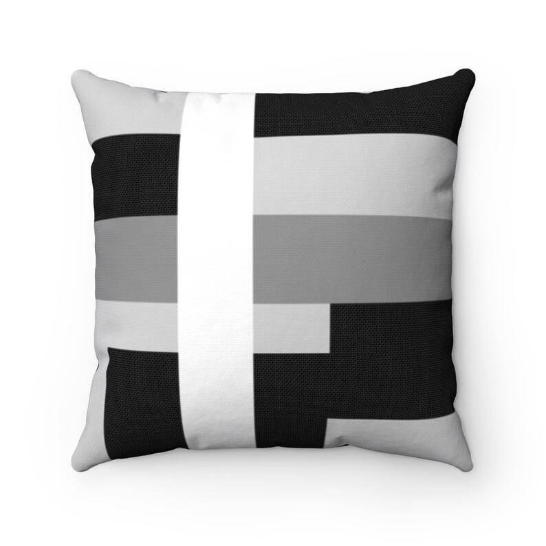 Black Gray Pillow Covers Geometric Pillow Cover Black and Etsy